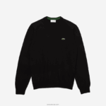 Lacoste סוודר כותנה אורגנית עם צווארון DZ4D0D1450 שחור 031 גברים - Image 5
