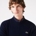 Lacoste סוודר כותנה אורגנית עם צווארון DZ4D0D1451 כחול כהה 166 גברים