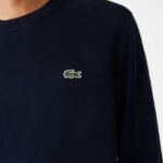 Lacoste סוודר כותנה אורגנית עם צווארון DZ4D0D1451 כחול כהה 166 גברים - Image 3