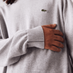 Lacoste סוודר כותנה אורגנית עם צווארון DZ4D0D1452 chine אפור cca גברים - Image 2