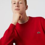 Lacoste סוודר כותנה אורגנית עם צווארון DZ4D0D1453 אדום 240 גברים - Image 5