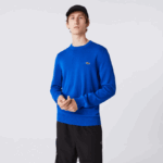 Lacoste סוודר כותנה אורגנית עם צווארון DZ4D0D1491 כחול k1q גברים - Image 2