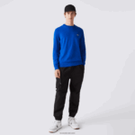 Lacoste סוודר כותנה אורגנית עם צווארון DZ4D0D1491 כחול k1q גברים