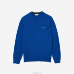 Lacoste סוודר כותנה אורגנית עם צווארון DZ4D0D1491 כחול k1q גברים - Image 6