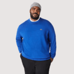 Lacoste סוודר כותנה אורגנית עם צווארון DZ4D0D1491 כחול k1q גברים - Image 9