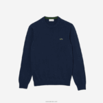 Lacoste סוודר כותנה אורגנית עם צווארון DZ4D0D1495 blue chine 3gf גברים
