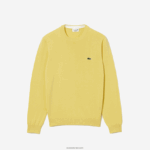 Lacoste סוודר כותנה אורגנית עם צווארון DZ4D0D1617 צהוב 107 גברים - Image 4
