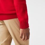 Lacoste סוודר כותנה אורגנית עם צווארון V DZ4D0D1324 אדום 240 גברים - Image 4