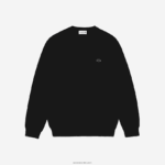 Lacoste סוודר כותנה אורגנית עם צווארון V DZ4D0D1323 שחור 031 גברים - Image 4