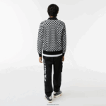 Lacoste סוודר לוח דמקה בכושר רגוע של מורשת DZ4D0D1590 שחור לבן 9 מ"ר גברים - Image 3