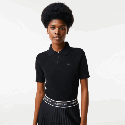 Lacoste סוודר סרוג עם צווארון רוכסן DZ4D0D2638 שחור 031 נשים