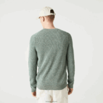Lacoste סוודר סריג מחודד עם צווארון צוואר DZ4D0D1621 לבן ירוק בז' ayq גברים - Image 3
