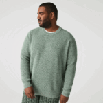 Lacoste סוודר סריג מחודד עם צווארון צוואר DZ4D0D1621 לבן ירוק בז' ayq גברים - Image 6
