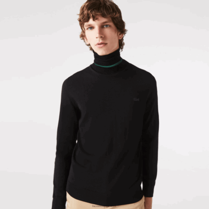 Lacoste סוודר צמר מרינו צווארון גולף DZ4D0D1591 שחור 031 גברים