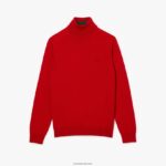 Lacoste סוודר צמר מרינו צווארון גולף DZ4D0D1593 אדום 240 גברים - Image 4