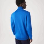 Lacoste סוודר צמר מרינו צווארון גולף DZ4D0D1594 כחול k1q גברים - Image 3