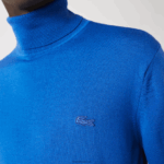 Lacoste סוודר צמר מרינו צווארון גולף DZ4D0D1594 כחול k1q גברים - Image 5