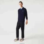 Lacoste סוודר צמר עם צווארון V DZ4D0D1555 כחול כהה 166 גברים