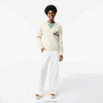 Lacoste סוודר צמר עם צווארון V DZ4D0D2642 לבן 70V נשים - Image 2
