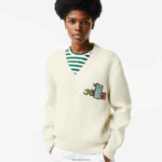 Lacoste סוודר צמר עם צווארון V DZ4D0D2642 לבן 70V נשים