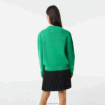 Lacoste סוודר צמר עם צווארון V DZ4D0D2643 ירוק ldm נשים - Image 3