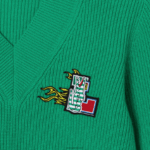 Lacoste סוודר צמר עם צווארון V DZ4D0D2643 ירוק ldm נשים - Image 4