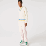 Lacoste סוודר צמר פסים בהתאמה קלאסית DZ4D0D1518 לבן צהוב כחול 7mz גברים - Image 2