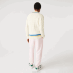 Lacoste סוודר צמר פסים בהתאמה קלאסית DZ4D0D1518 לבן צהוב כחול 7mz גברים - Image 3