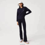 Lacoste סוודר צמר צווארון DZ4D0D2639 כחול כהה 166 נשים - Image 2