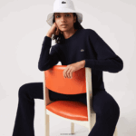 Lacoste סוודר צמר צווארון DZ4D0D2639 כחול כהה 166 נשים