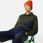 Lacoste סוודר קולורבלוק עם צווארון למשאית רוכסן DZ4D0D2656 ירוק חאקי כחול כהה u74 נשים