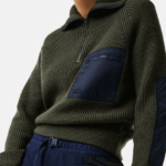 Lacoste סוודר קולורבלוק עם צווארון למשאית רוכסן DZ4D0D2656 ירוק חאקי כחול כהה u74 נשים - Image 4