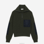 Lacoste סוודר קולורבלוק עם צווארון למשאית רוכסן DZ4D0D2656 ירוק חאקי כחול כהה u74 נשים - Image 5
