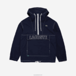 Lacoste סוודר קפוצ'ון מבד קנבס עמיד במים DZ4D0D1653 כחול כהה 166 גברים