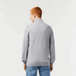 Lacoste סוודר רוכסן מכותנה אורגנית בצווארון סטנד-אפ DZ4D0D459 chine אפור cca גברים - Image 3