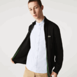 Lacoste סוודר רוכסן מכותנה אורגנית בצווארון סטנד-אפ DZ4D0D460 שחור 031 גברים - Image 4