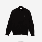 Lacoste סוודר רוכסן מכותנה אורגנית בצווארון סטנד-אפ DZ4D0D460 שחור 031 גברים - Image 5