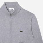 Lacoste סוודר רוכסן מכותנה אורגנית בצווארון סטנד-אפ DZ4D0D459 chine אפור cca גברים - Image 5