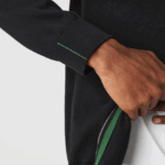 Lacoste סוודר רוכסן מכותנה אורגנית בצווארון סטנד-אפ DZ4D0D460 שחור 031 גברים - Image 7