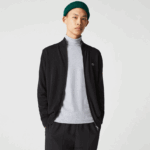 Lacoste סוודר רוכסן מכותנה אורגנית בצווארון סטנד-אפ DZ4D0D462 אפור el6 גברים