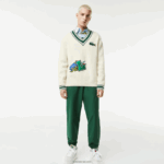 Lacoste סוודר תג קומי DZ4D0D1377 לבן ירוק x0n גברים - Image 2