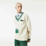 Lacoste סוודר תג קומי DZ4D0D1377 לבן ירוק x0n גברים