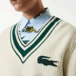 Lacoste סוודר תג קומי DZ4D0D1377 לבן ירוק x0n גברים - Image 4