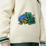 Lacoste סוודר תג קומי DZ4D0D1377 לבן ירוק x0n גברים - Image 5