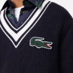 Lacoste סוודר תג קומי DZ4D0D1378 שחור/לבן אה גברים - Image 4