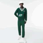 Lacoste סוודר תג קומי DZ4D0D1379 ירוק לבן yrr גברים - Image 2