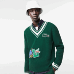 Lacoste סוודר תג קומי DZ4D0D1379 ירוק לבן yrr גברים