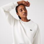 Lacoste סווטשירט בתערובת כותנה עם צווארון צוואר DZ4D0D2393 לבן 70V נשים