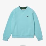 Lacoste סווטשירט בתערובת כותנה עם צווארון צוואר DZ4D0D2392 turquoise bvg נשים