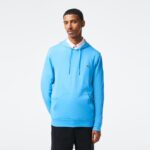 Lacoste סווטשירט ג'רזי מכותנה עם קפוצ'ון DZ4D0D623 כחול 4xa גברים